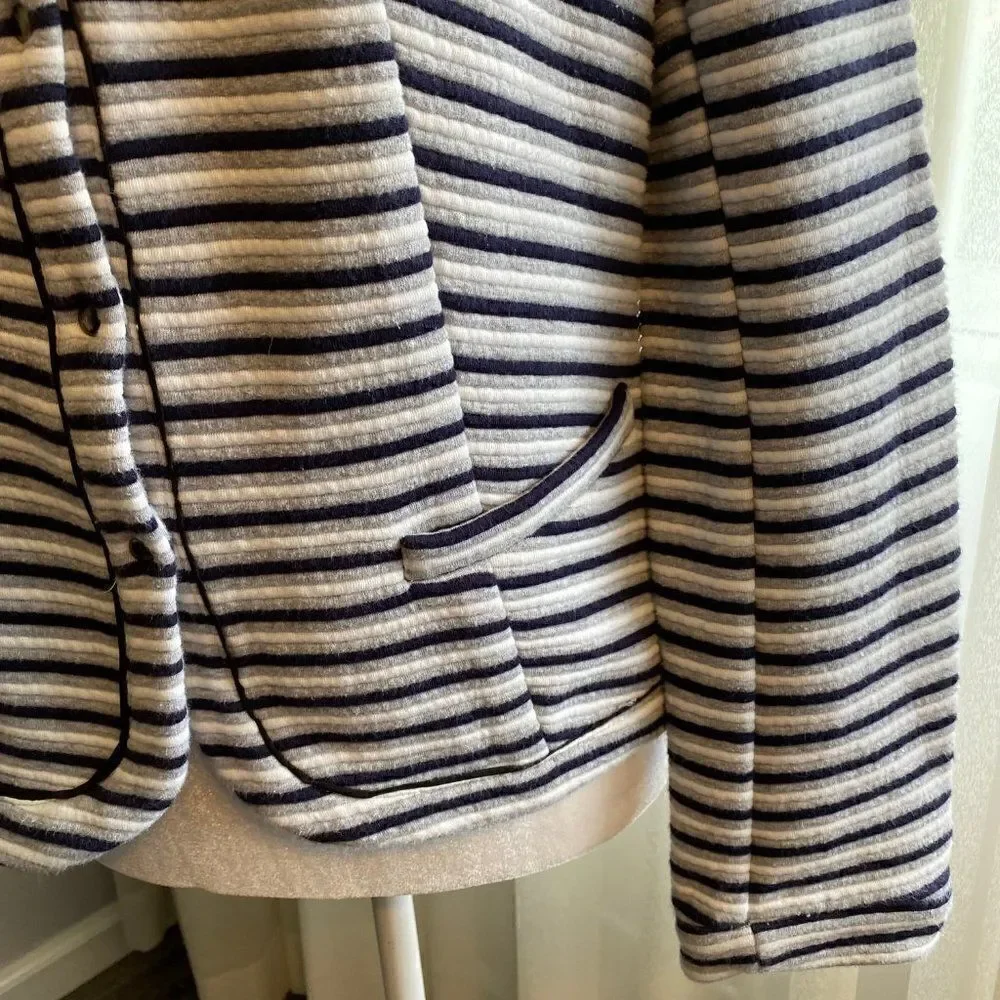 Isani for Target Black Gray Striped Knit Blend Cardigan Sweater SZ M